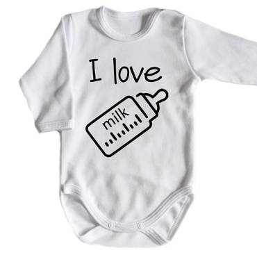 "I love milk" Body długi rękaw Moocha biały