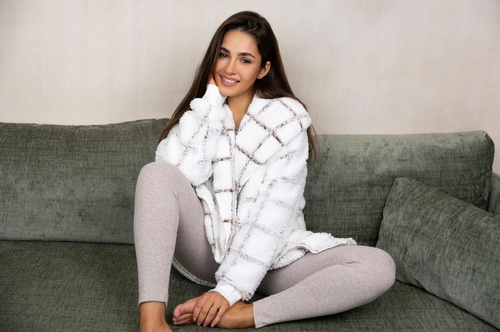 Sensis Delphine Kardigan - biały-kratka