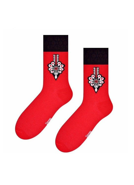 art.118 Folk Skarpety męskie Steven 003 czerwony