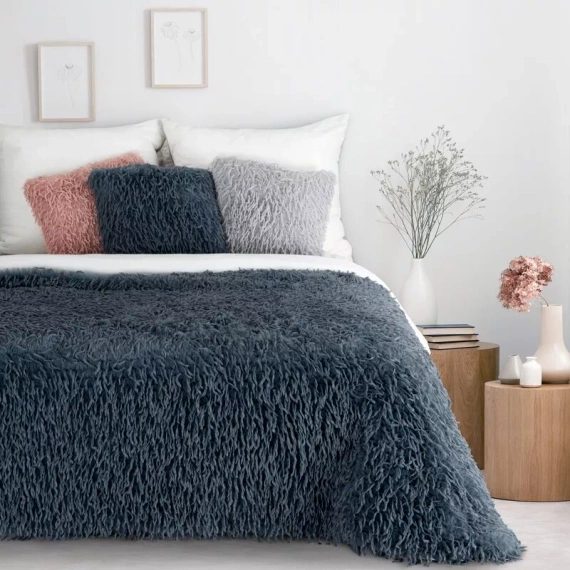 Adore Koc narzuta włochacz futrzak Eurofirany granatowy