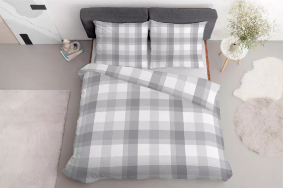 5040 A Pościel z mikrofibry kratka Detexpol szary