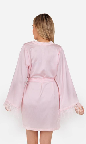 Marie Szlafrok damski satynowy ByShelly - pudrowy róż