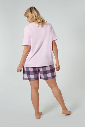 Kayo Piżama Damska krótki rękaw, spodenki Italian Fashion - róż/druk