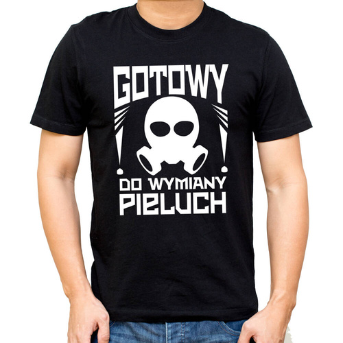 SKU M27 "Gotowy do wymiany pieluch" Koszulka dla młodego taty Moocha czarny