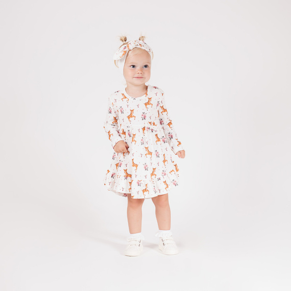 216166 Lala – sukienka dziewczęca Nicol, bawełna, długi rękaw, jelonki