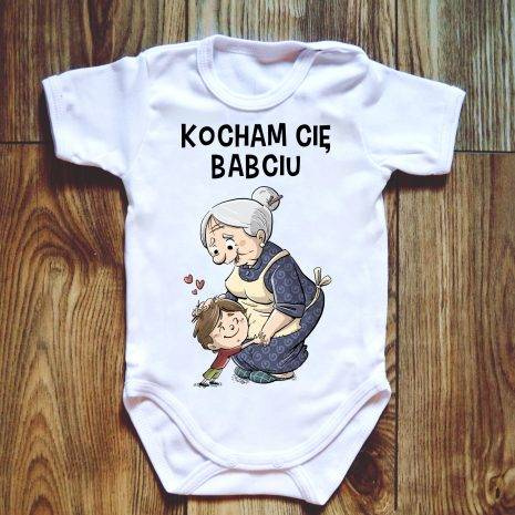 "Kocham Cię Babciu" Body krótki rękaw Moocha biały