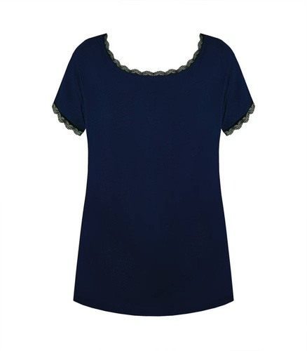 Margot Mix&Match Koszulka Piżamowa  Gładka Nipplex - granatowy