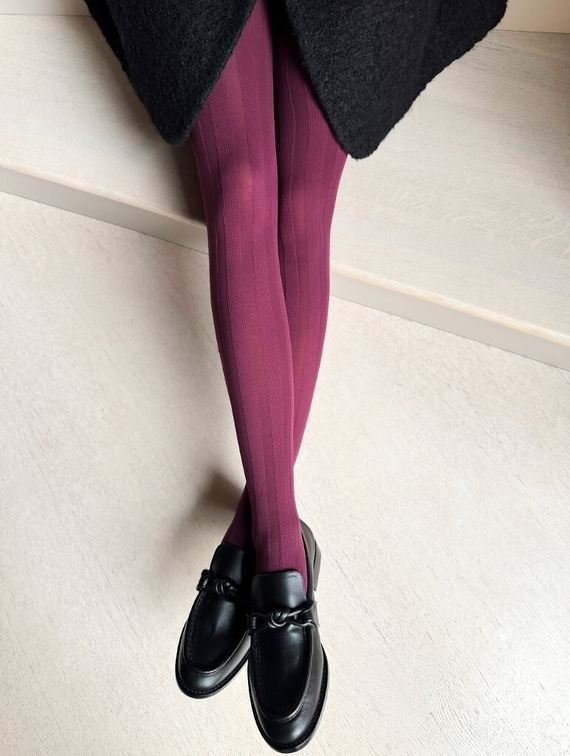 Rajstopy Veneziana Linea Arte 40 den vine– mikrofibra, modny wzór w paski