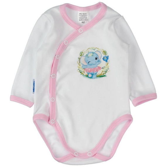 Wesoły słonik komplet body z półśpiochem Martex różowy