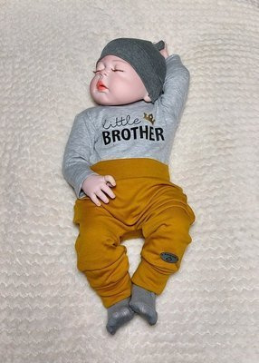 "Little Brother" Body z długim rękawem Bambarillo szary (w)