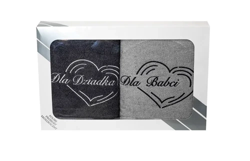 Dla Babci i Dziadka komplet ręczników w pudełku Extrapościel szary/grafitowy