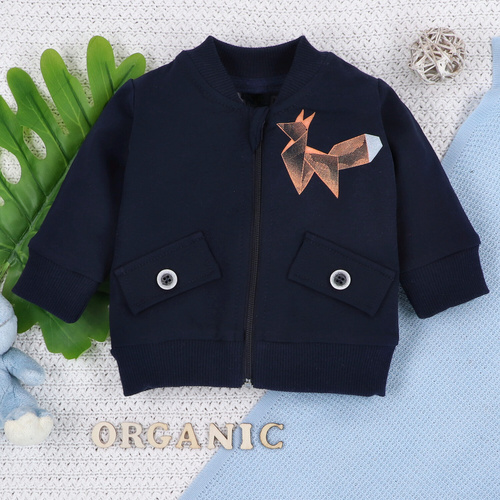 ABN-5395 Fun Origami Bluza dresowa rozpinana z bawełny organicznej Nini granatowy
