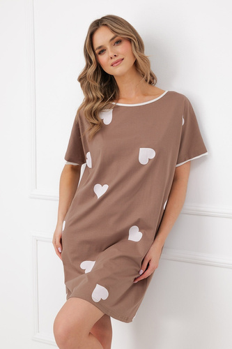 Italian Fashion Mila Koszula nocna Mega Soft krótki rękaw serca bawełna