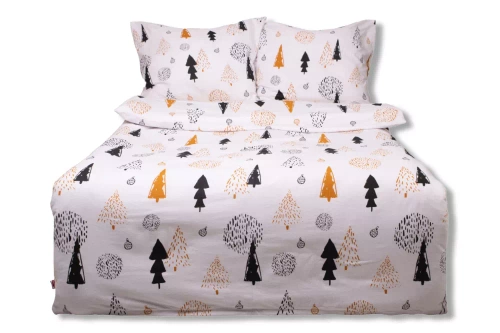 F-87 Pościel flanelowa świąteczna choinki bombki Matex biały