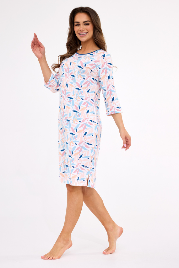464/457 Hannah 2 Cornette  – damska koszula nocna z bawełny, rękaw 3/4, długość do kolan