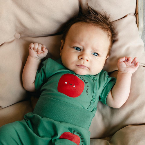 Body niemowlęce Eevi Snack Time krótki rękaw bawełna elastyczne-zielone
