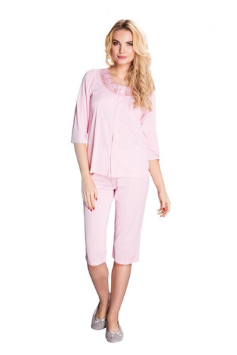 4110 Letizia Piżama damska rozpinana Mewa - różowa