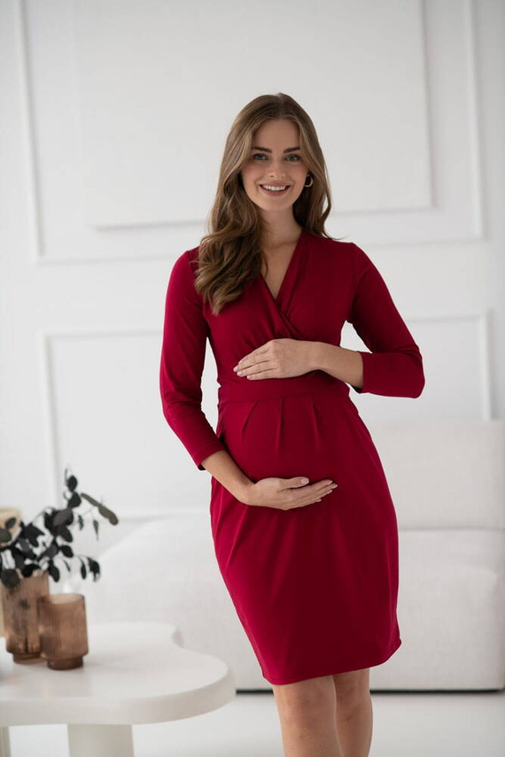 Grow with me sukienka ciążowa i do karmienia Milk&Love bordowy