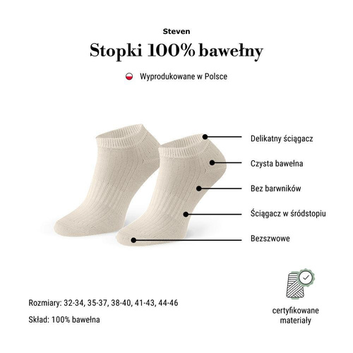 Art.197 Stopki Steven naturalne – unisex 100% bawełna, bezszwowe