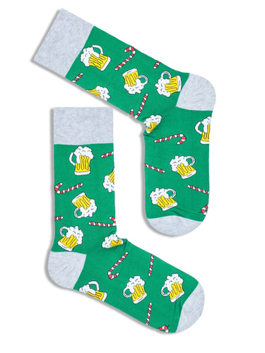 1290.005 Piwa i Cukrowe Laski – świąteczne skarpety męskie Milena, zielony