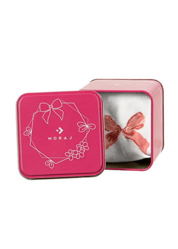 CSLW700-001 Skarpety Moraj – Damskie Skarpety w Puszce z Delikatnym Wzorem Kokardki, Idealne na Prezent