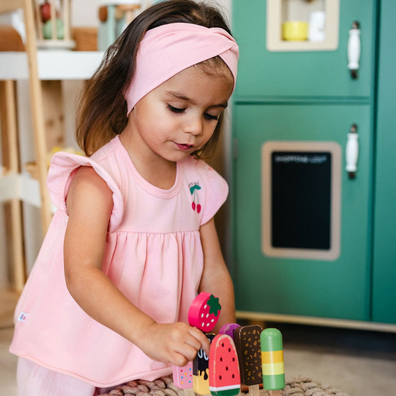 Body tunika dziewczęca Eevi Cherry różowa wisienki bawełna