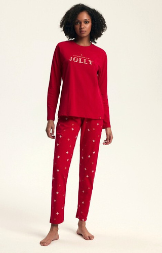 43718 Dotie Świąteczna piżama damska Henderson czerwona – długi rękaw i spodnie