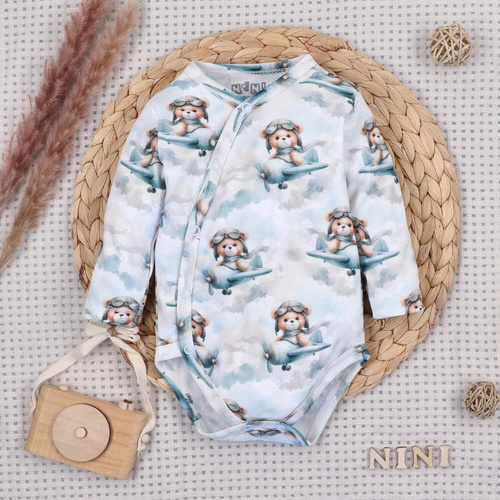 NINI ABN-5741/PIL Body kopertowe organiczne Baby Bear Pilot z misiem