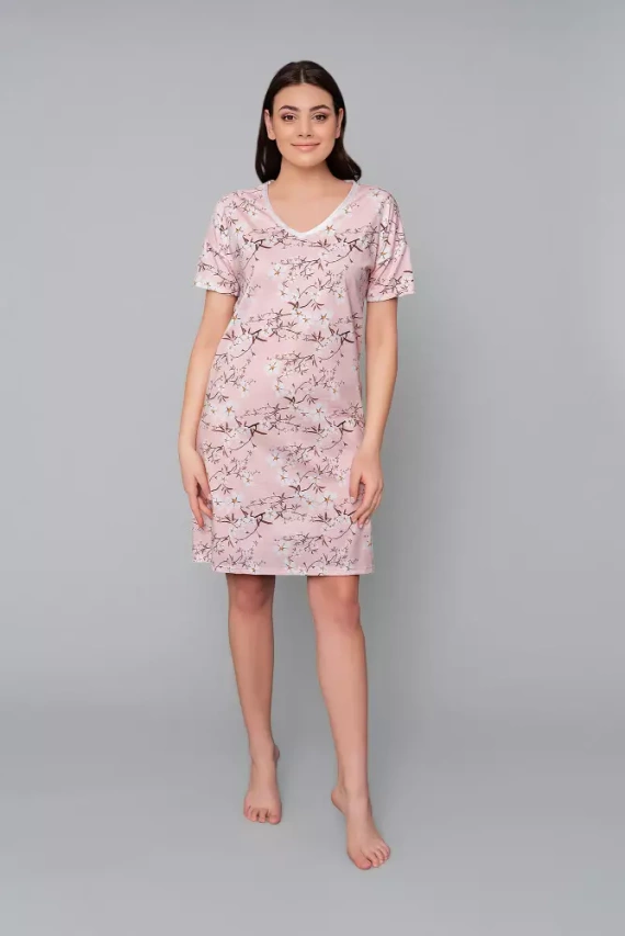 Alwa koszula nocna krótki rękaw Italian Fashion - różowy druk