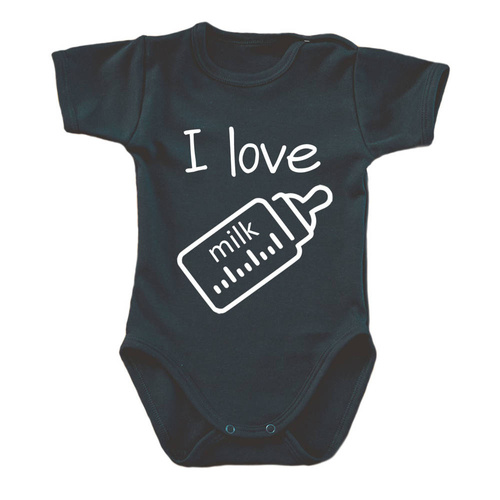 "I love milk" Body krótki rękaw Moocha biały