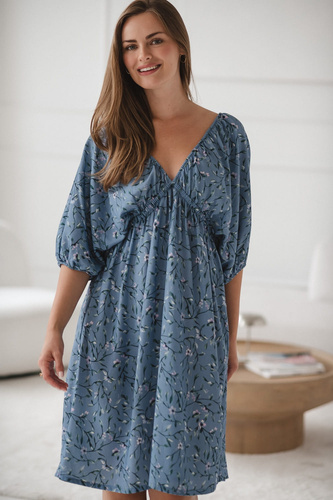 Milk Sun Sukienka ciążowa i do karmienia Milk&Love niebieska w kwiatuszki