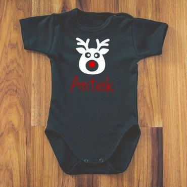 Body krótki rękaw " Reniferem z imieniem" Moocha czarny