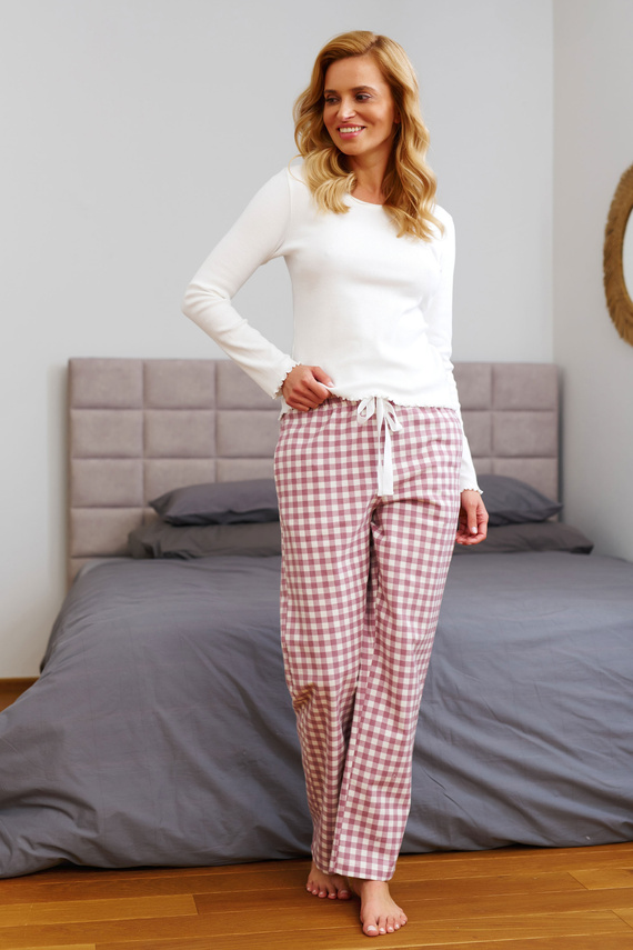 Doctor Nap 7302 – Piżama damska z długim rękawem i spodniami w kratę