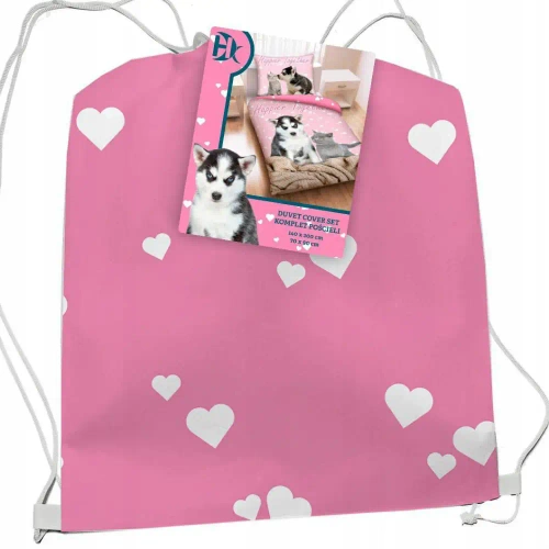 CD-0037BL Pies i Kot Pościel + worek Halantex różowy