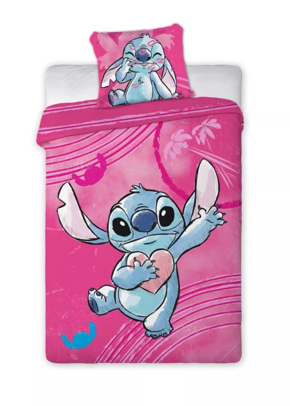 Pościel Lilo i Stitch Faro 100% bawełna miękka pościel dziecięca różowa 