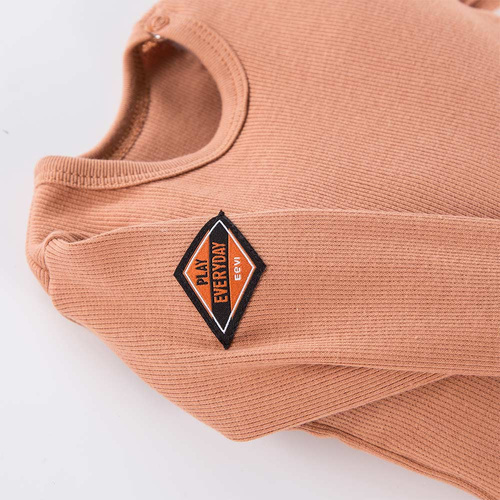 Jump Body z długim rękawem prążkowane Eevi - beżowy