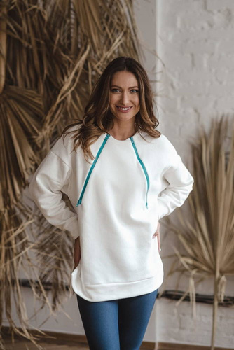 Mother Earth bluza ciążowa i do karmienia Milk&Love śmietankowy - turkusowy