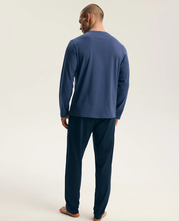 Henderson Flock 45491 Piżama Męska Steel Blue Długa 100% Bawełna