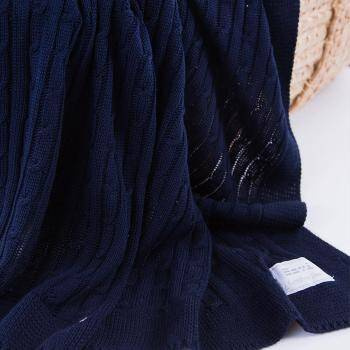 Kocyk bambusowy warkocz Eevi- granatowy