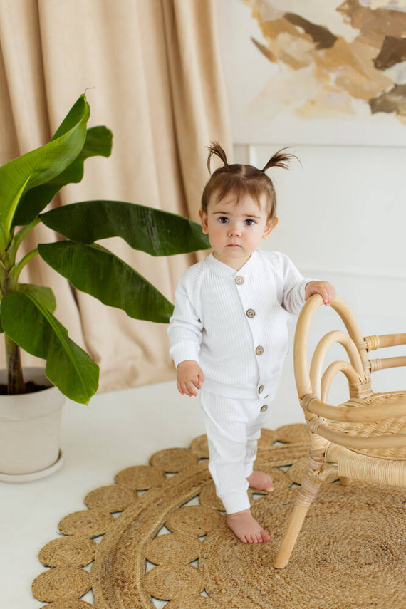 10249W "Natural Waffel" Spodnie niemowlęce dresowe Makoma white
