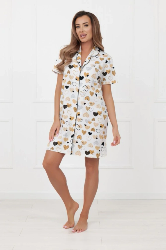 Koszula nocna damska Soreno Italian Fashion – bawełna, guziki, krótki rękaw