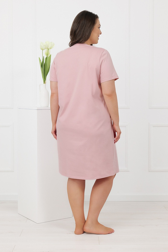 Hemaria Italian Fashion bawełniana koszula nocna damska plus size-pudrowy róż 