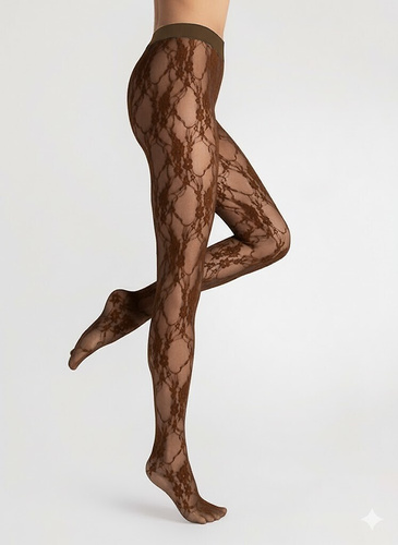 I 5000 Fiore Donatella rajstopy koronkowe damskie z pionowym szwem black