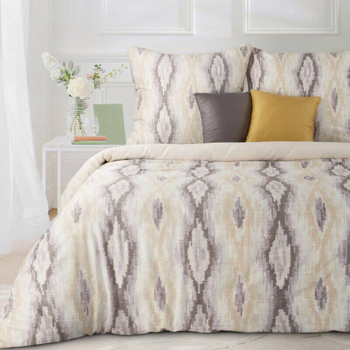 Nika 24 pościel satynowa geometria Eurofirany kremowy-wrzosowy