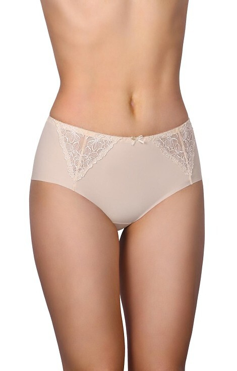 58 Figi Modo beżowe – mikrofibra, koronka z przodu, cięte laserowo