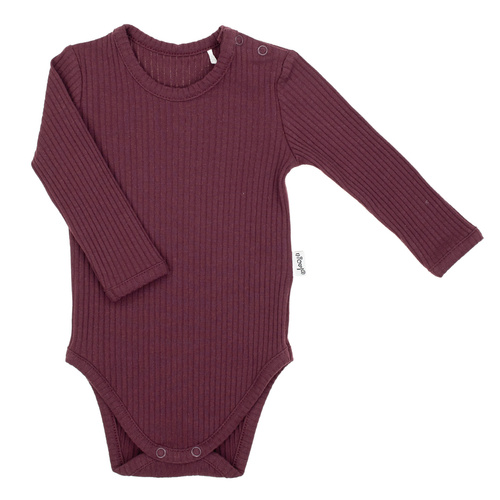 217097 Alisa Body bawełniane Nicol – burgund, prążek, długi rękaw