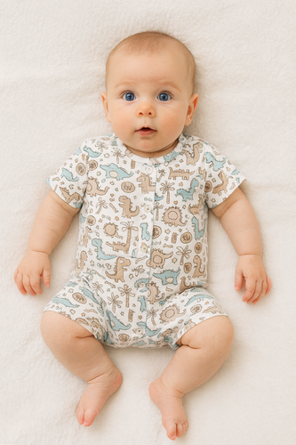 Rampers niemowlęcy Martex bawełniany dinozaury | Letni pajacyk