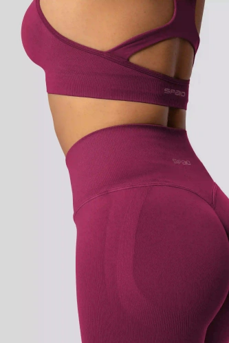 Legginsy push-up Spaio PRO modelujące kryjące wysoki stan red wine