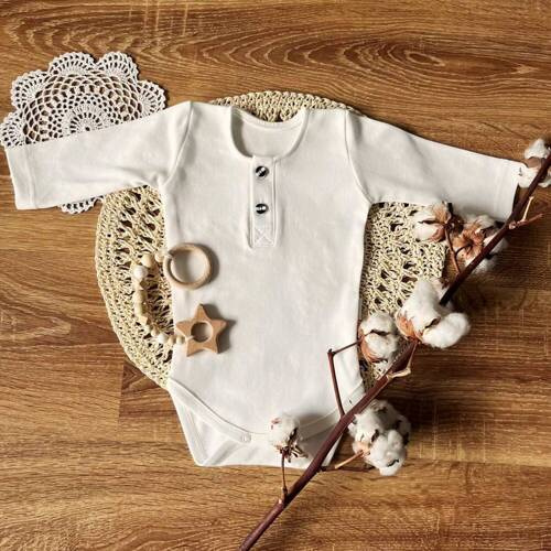 BP003 Body polo z długim rękawem Mamatti - ecru