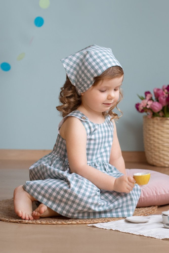 Sweet Cherry Chustka niemowlęca Pinokio - zielony kratka